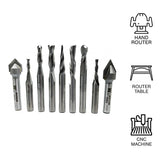 Whiteside WH709 9 Piece CNC General Purpose Bit Set 1/4" Shank