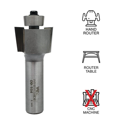 Whiteside WH09-164 -5° Chair Making Rabbet Bit 1/2"SH, 1"CD, 5/8"CL