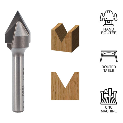 Whiteside WH1550 60° V-Groove Bit 1/4" SH, 1/2"CD, 7/16"PL